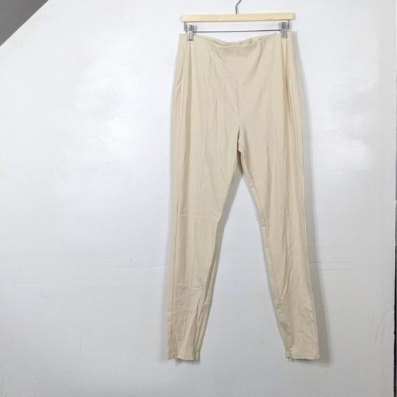 OPEN EDIT Women's Split Hem Knit Skinny Pants NWT Size Large Ivory Birch - Picture 1 of 9